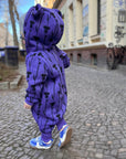 Baby Jumpsuit with Hood - Thistle on Purple
