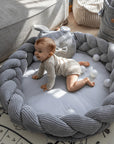 Baby Nest & Play Mat With Crib Bumper Braid - Grey