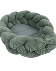 Baby Nest With Braided Bumper - Olive Green