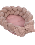 Baby Nest With Braided Bumper - Powder Pink