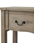 French provincial hardwood console with bleached finish and black iron handles, elegant living room furniture by Sostter at brixbailey.com
