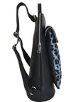 Blue Animal Print Leather Flap Pocket Backpack Brix and Bailey Ethical Bag Brand