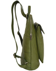 Olive Green Leather Flap Pocket Backpack Brix and Bailey Ethical Leather Backpack Brand