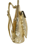Gold Metallic Leather Flap Pocket Backpack Brix and Bailey Ethical Bag Brand