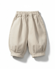 Balloon Cotton Trousers in Beige and Brown