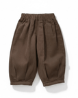 Balloon Cotton Trousers in Beige and Brown