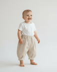 Balloon Cotton Trousers in Beige and Brown