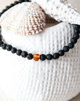 Amber and Lava Stone Bracelet for Men