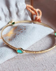 Three Stone Paraiba Onyx Stacking Bangle in 22K Gold