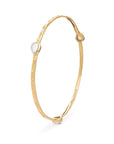 Three Stone Rainbow Moonstone Stacking Bangle in 22K Gold