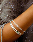 Simi Three Stone Stacking Bangle: Silver Labradorite