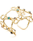 Thalia Sculptural Cuff with Rose Quartz, Moonstone, Labradorite and Pariba Onyx