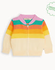 Rainbow Pink Stripe Organic Cotton Baby & Kids Cardigan