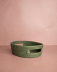 Cotswolds Oval Rattan Basket Green - Set of 2