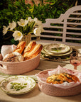 Cotswolds Oval Rattan Basket Pink - Set of 2