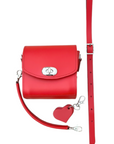 Bauble Handmade Leather Handbag - Love Hearts - Pillar Box Red