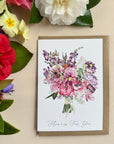 Hand-Painted Watercolour Floral Greeting Card - Mother's Day - Thank You Card