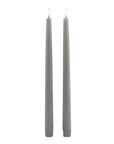 Grey LED Wax Candle Pair for Gentle Ambient Glow