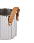 Silver Fluted Champagne Cooler with Leather Handle