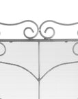 Antique silver fire screen with ornate scrollwork and leaf motifs, 75cm tall, three-panel metal design for fireplace protection. by sostter at brixbailey.com