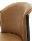 Rich Brown Curved Leather Dining Chair