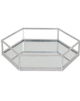 Silver hexagon glass trays with mesh detailing, modern geometric design for home decor or serving. by sostter at brixbailey.com