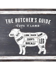 White wooden lamb butcher shop wall plaque with rustic charm for kitchen decor by RoomLondon at brixbailey.com