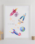 Personalised Watercolour Space Rockets Print