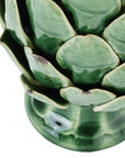 Handcrafted ceramic artichoke ornament in Mediterranean green with distressed detailing and lifelike sculpted leaves. by sostter at brixbailey.com