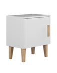 White Bedside Table with Oak Detail