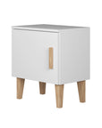 White Bedside Table with Oak Detail