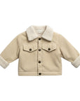 Beige Corduroy Jacket with Faux Shearling Lining