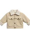Beige Corduroy Jacket with Faux Shearling Lining