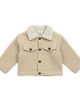 Beige Corduroy Jacket with Faux Shearling Lining