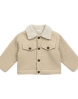 Beige Corduroy Jacket with Faux Shearling Lining