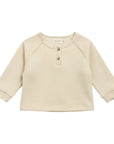 Beige Thick Long Sleeve Top in Soft Cotton Blend