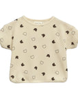 Beige Waffle Teddy Print Top & Shorts Set
