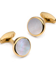 Mother of Pearl Round Cufflinks in Gold