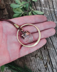Quartz Necklace inBrass & Leather - Boho | Handmade by Blackbird & Sage