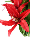 Pack of 6 x Artificial Flowers Large Red Lily Stem - 3 Flowers 100cm-2