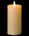Cream flameless LED candle with warm ivory finish and realistic flicker effect for cozy ambiance by sostter at brixbailey.com
