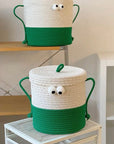 Whimsical Cute Big Eyes Woven Laundry Storage Basket Bag