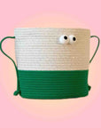 Whimsical Cute Big Eyes Woven Laundry Storage Basket Bag