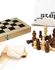 Wooden Chess Set with Cotton Travel Bag