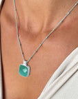 Tetra Large Square Gemstone Pendant: Silver Amazonite
