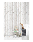 Birch Forest Wall Mural in Neutral Colours
