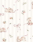 Pink Rabbit Stripes Wallpaper for Kids Rooms