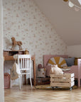 Pink Rabbit Stripes Wallpaper for Kids Rooms