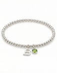 Initial & August Birthstone Bracelet | Personalised Stretch Bead Bracelet