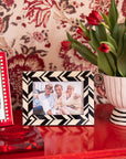 Black and White Marquetry Striped Photo Frame 6x4"